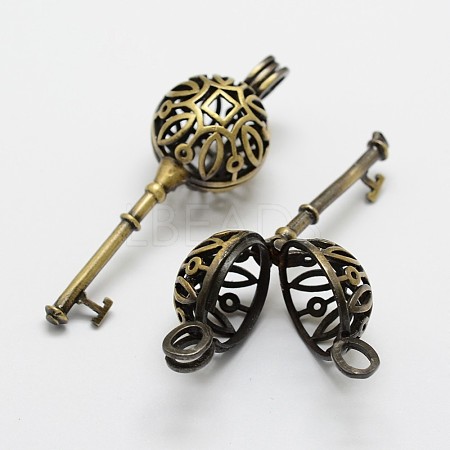 Brass Locket Pendants X-KK-D528-17-1