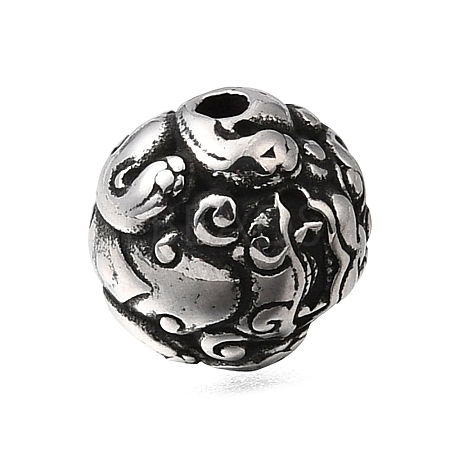 Engraved 304 Stainless Steel Beads STAS-H263-17AS-12-1