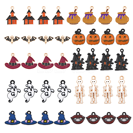 CHGCRAFT 40Pcs 10 Style Halloween Theme Alloy Enamel Pendants ENAM-CA0001-58-1