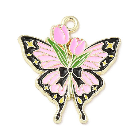 Light Gold Plated Alloy Enamel Pendants ENAM-L041-03B-1