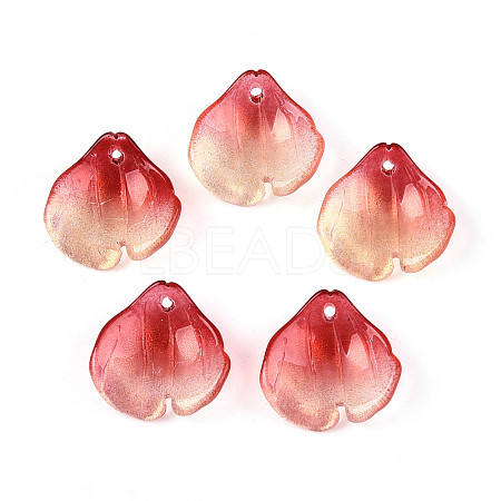 Transparent Glass Petal Pendants GLAA-T030-05C-1
