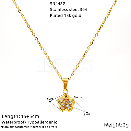 304 Stainless Steel Crystal Rhinestone Pendant Necklaces for Women WG594E0-04-1