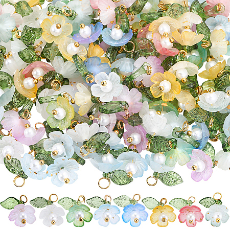 160Pcs 8 Colors Transparent Acrylic Pendants FIND-SC0021-53-1