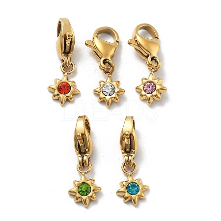 304 Stainless Steel Rhinestone Pendant Decoration STAS-L283-28G-1