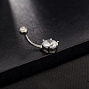 Platinum Plated Body Jewelry Cubic Zirconia Brass Navel Ring Belly Rings AJEW-EE0001-05B-2