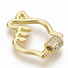 Brass Micro Pave Clear Cubic Zirconia Screw Carabiner Lock Charms ZIRC-S066-003-2