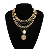Alloy Disc Pendant Multi Layered Necklaces for Women FS-WGAC560-03-1