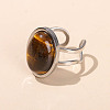 304 Stainless Steel & Natural Tiger Eye Cuff Rings FS-WGDE3F0-03-1
