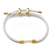 Brass Column Bar Link Bracelet with Leather Cords BJEW-G675-05G-07-1