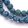 PVD Vacuum Plating Electroplated Natural Lava Rock Bead Strands G-E432-6mm-02-1