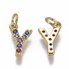 Brass Micro Pave Cubic Zirconia Charms ZIRC-L070-38Y-G-2