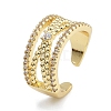 Rack Plating Brass Micro Pave Clear Cubic Zirconia Cuff Finger Rings for Women RJEW-M028-34G-2