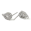 Teardrop Brass Micro Pave Clear Cubic Zirconia Stud Earring Findings LS-KK-C107-13P-2