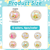 24Pcs 6 Colors UV Plating Printed Transparent Acrylic Beads TACR-DC0001-11-2