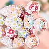 20Pcs 5 Colors Luminous Polymer Clay Rhinestone Flower Beads RESI-SC0005-56-3