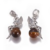 Natural Tiger Eye Pendants G-L512-E11-2
