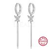 Anti-Tarnish Rhinestone Butterfly Hoop Earrings PF3153-2-1