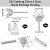 3 Pairs Rhodium Plated 925 Sterling Silver Studs Earrings Finding STER-BBC0005-67A-2