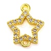 Brass Micro Pave Clear Cubic Zirconia Star Links Connector Charms KK-A230-03B-G-1