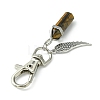 Natural Gemstone Double Terminated Pointed Pendant Decorations with Alloy Wing Charm HJEW-JM01149-3