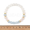 8MM Round Natural Rainbow Moonstone & Dyed White Jade & Madagascar Rose Quartz Beaded Stretch Bracelets BJEW-JB14489-4