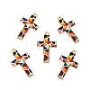 Rack Plating Golden Tone Alloy Mosaic Style Pendants ENAM-G213-01G-05-4
