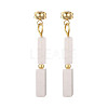 Rectangle Brass Natural White Jade Dangle Stud Earrings EJEW-JE06768-2