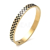 8MM 304 Stainless Steel Black Enamel Checkered Hinged Bangles for Women BJEW-C151-01G-4
