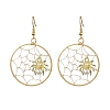 Copper Wire Wrapped Spider Web & Spider Dangle Earrings EJEW-JE05827-1