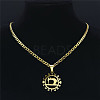 201 Stainless Steel Costura Sewing Machine Holloe Pendant Necklaces NJEW-K283-28G-2