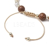 Adjustable Dyed Synthetic Turquoise & Coconut & Wood & Pearl Braided Bead Bracelets BJEW-JB10723-02-4