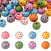 Fashewelry 80Pcs 8 Colors Printed Natural Wood Beads WOOD-FW0001-11-1