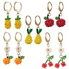 Glass Seed Beads Fruit Leverback Earrings EJEW-MZ00340-2