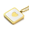 Natural Shell Square with Heart Pendant Necklace NJEW-P285-06G-2