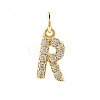 Brass Cubic Zirconia Pendants with Jump Rings FIND-PW0024-09R-1