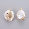 Natural Cultured Freshwater Pearl Pendants PEAR-J004-30G-2