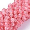 1Strand Salmon Transparent Crackle Glass Round Beads Strands X-CCG-Q001-6mm-03-1