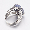Natural Sodalite Wide Band Finger Rings X-RJEW-K224-A11-2