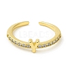 Clear Cubic Zirconia Initial Letter Open Cuff Ring RJEW-H120-09G-Y-2