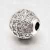 Round Brass Micro Pave Cubic Zirconia Beads X-ZIRC-N016-01P-8mm-2