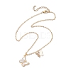 Natural Shell Butterfly Pendant Necklace with Brass Cable Chains NJEW-TA00133-1