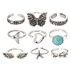 9Pcs 9 Style Adjustable Alloy Finger Rings RJEW-LS0001-15AS-2