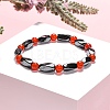 Round Natural Carnelian Stretch Bracelets X-BJEW-G072-13-5