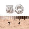 Brass Micro Pave Clear Cubic Zirconia European Beads KK-B100-042P-3