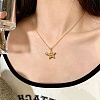 Brass Pave Clear Cubic Zirconia Smiling Face Star Pendant Necklaces KK-CBA6599-04A-G-1