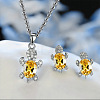 Tortoise Alloy Rhinestone & Glass Pendant Necklaces & Stud Earrings Sets FS-WG4B54D-02-1