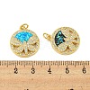 Flat Round with Dragonfly Brass Pendants Micro Pave Cubic Zirconia with Synthetic Opal KK-K356-06G-3
