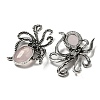 Natural Rose Quartz Octopus Brooch G-Z050-01G-2