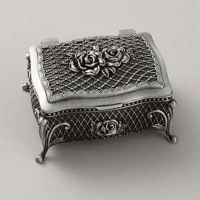Retro Embossed Flower Alloy Jewelry Storage Decorative Boxes CON-WH20008-27A-1