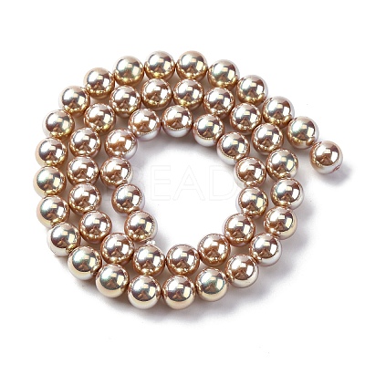 UV Plating Pearlized Glass Pearl Beads Strands GLAA-F128-01B-T15-1